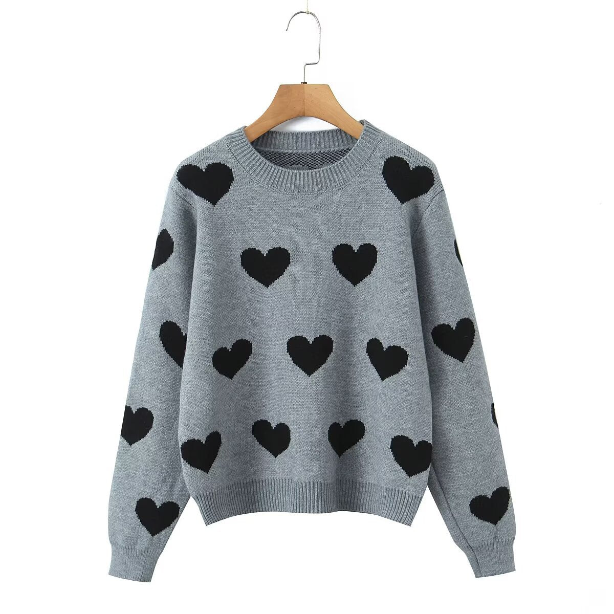 Damen Strickpullover Herz-Muster Eveloria