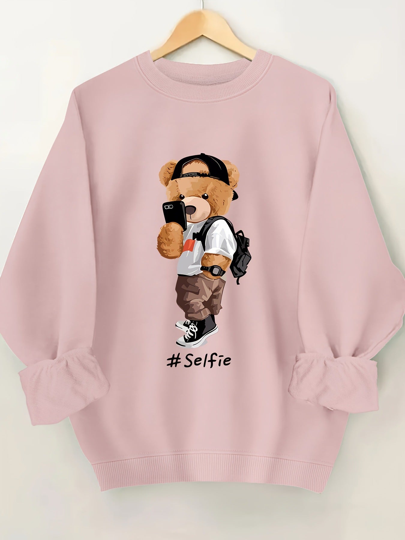 Damen Sweatshirt Bärendesign Lässig Grau Eveloria
