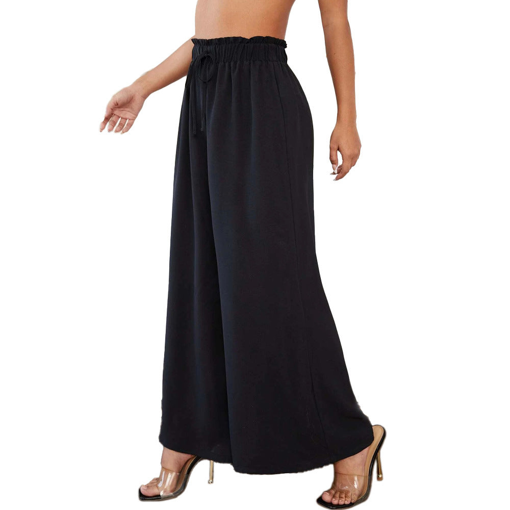 Damen Palazzo-Hose Elastischer Bund Raffungen Eveloria