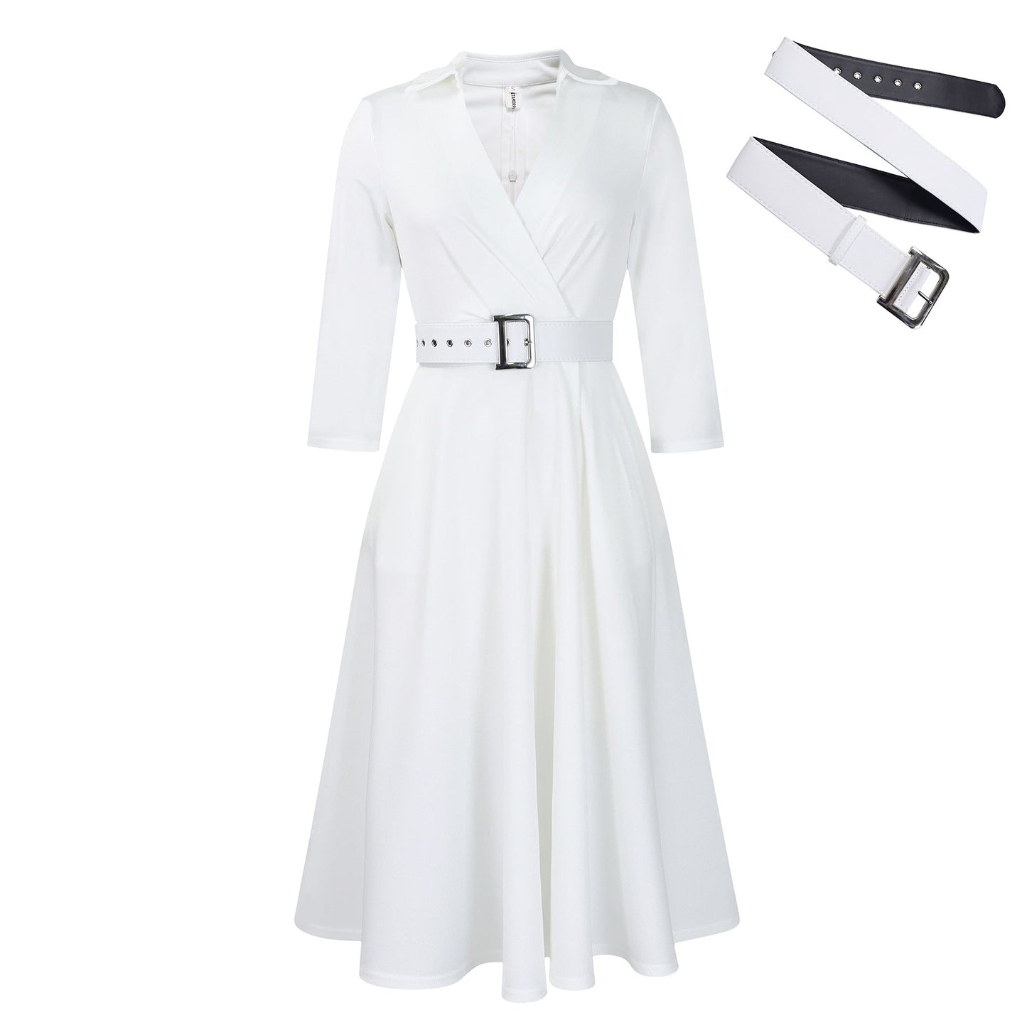 Damen Wickelkleid Tailliert Abnehmbarer Gürtel Eveloria