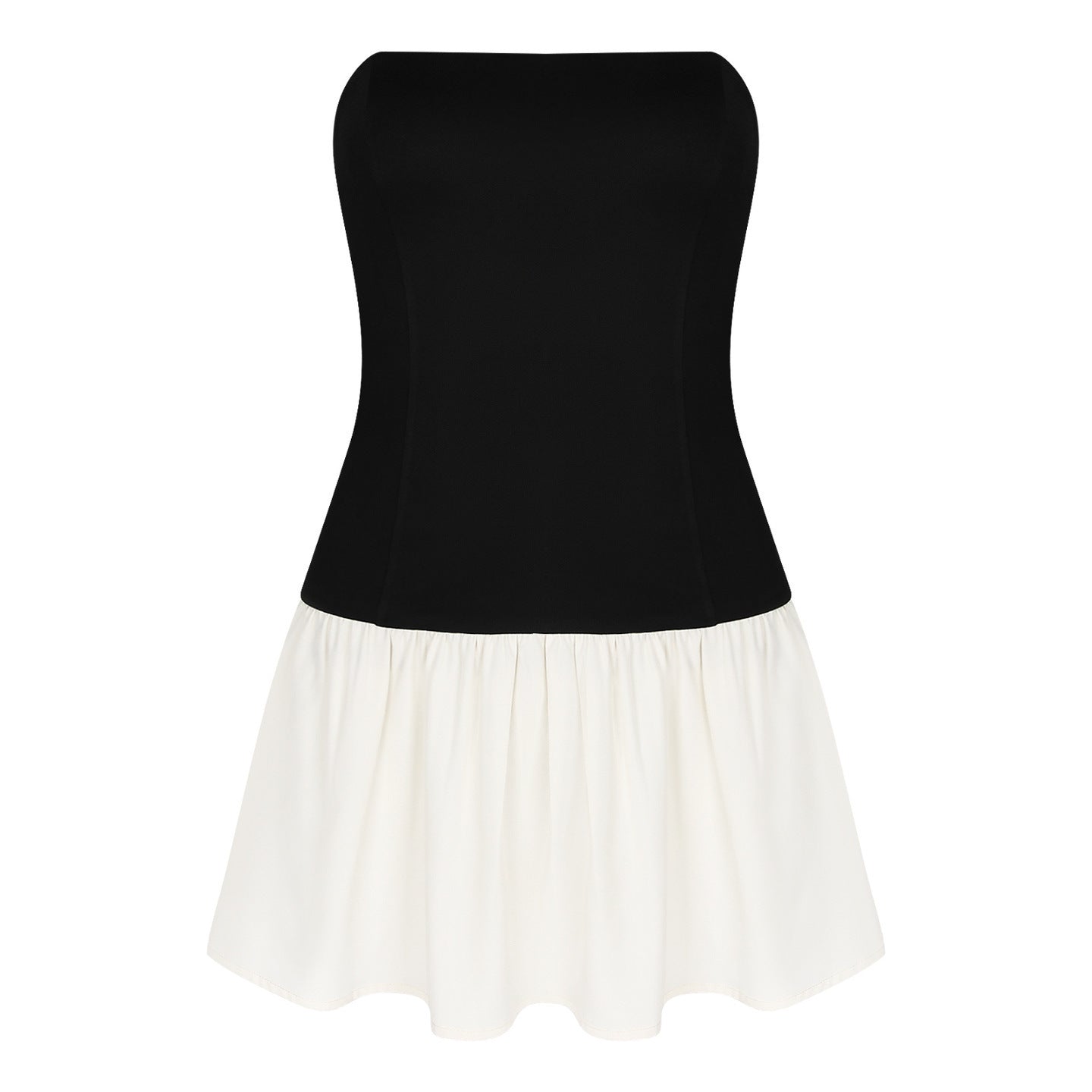 Damen Bandeau-Kleid Rüschensaum Eveloria