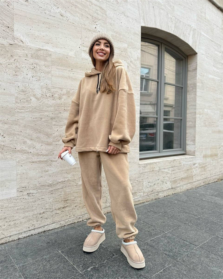 Damen Fleece-Loungewear-Set mit Kapuze Weit Eveloria