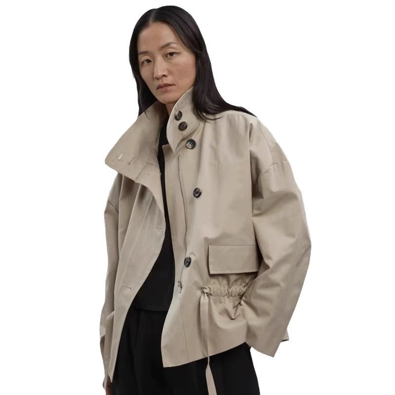 Damen Übergangsjacke mit Gürtel und Stehkragen Eveloria
