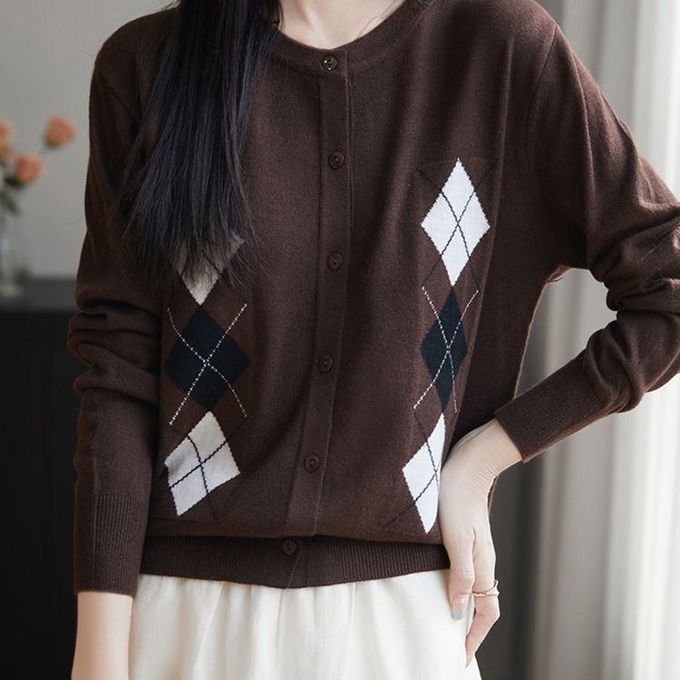Damen Strickjacke Rautenmuster Eveloria