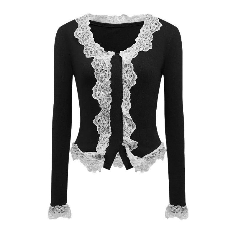 Damen Oberteil mit Spitzenakzenten Elegantes Design