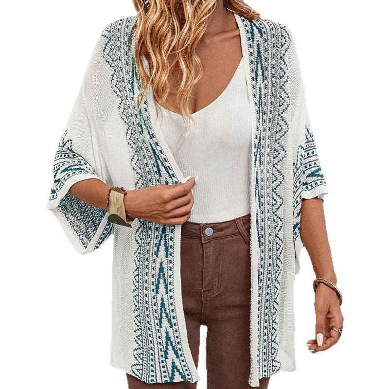 Damen Strickjacke Ethno-Muster Weites Design Eveloria