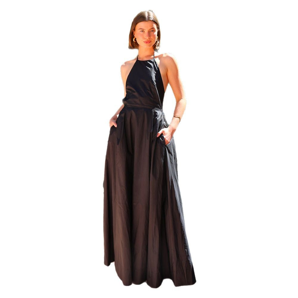 Damen Abendkleid Lang Eveloria Rückenausschnitt Fließend