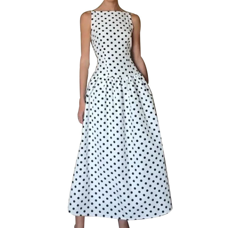 Damen Maxikleid Polka-Dots Voluminöser Rock