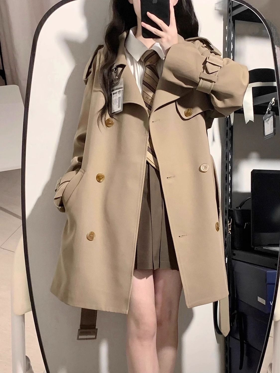 Damen Trenchcoat Oversized Schnitt Eveloria