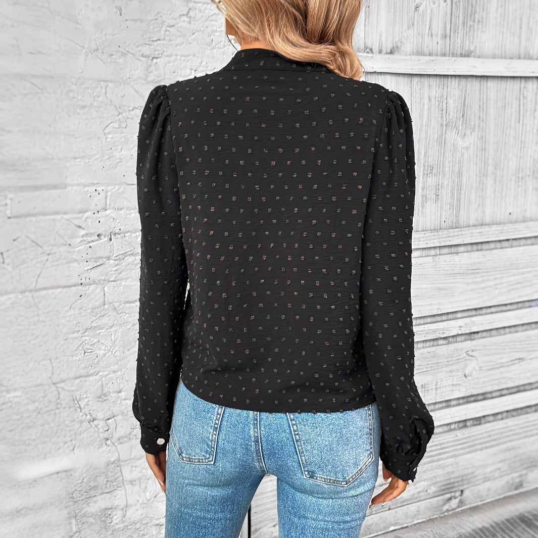 Damen Bluse Rüschendetails Edelknöpfe Eveloria