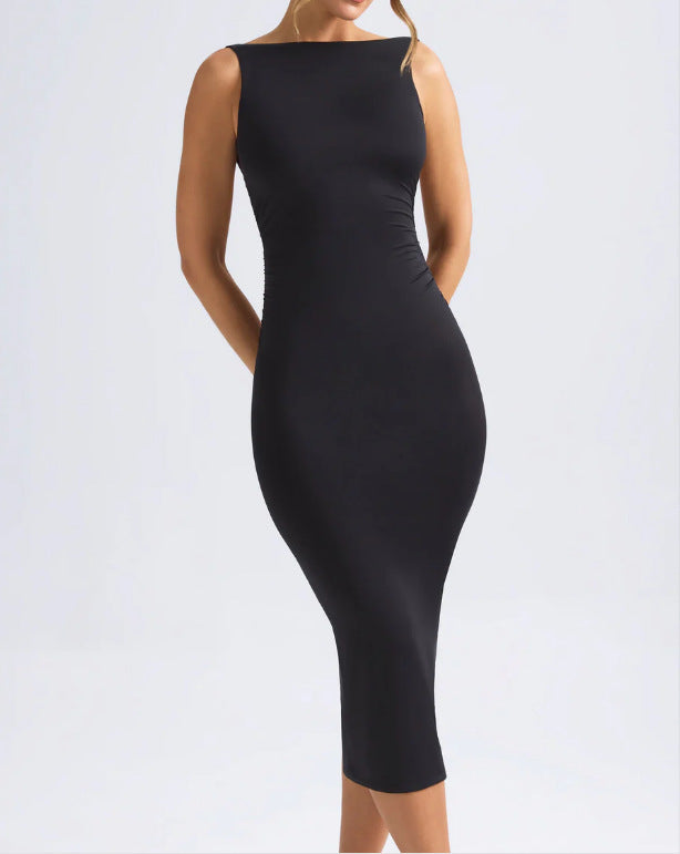 Damen Midi-Kleid Figurbetont Eleganter Ausschnitt