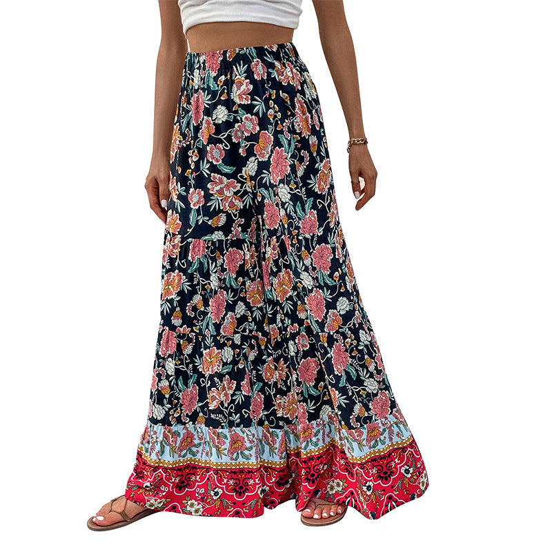 Damen Maxirock Floralmuster Ausgestellter Schnitt Eveloria