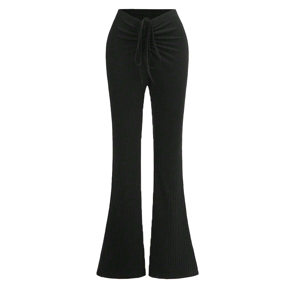 Damen Ripp-Hose Hochbund Mit Kordelzug