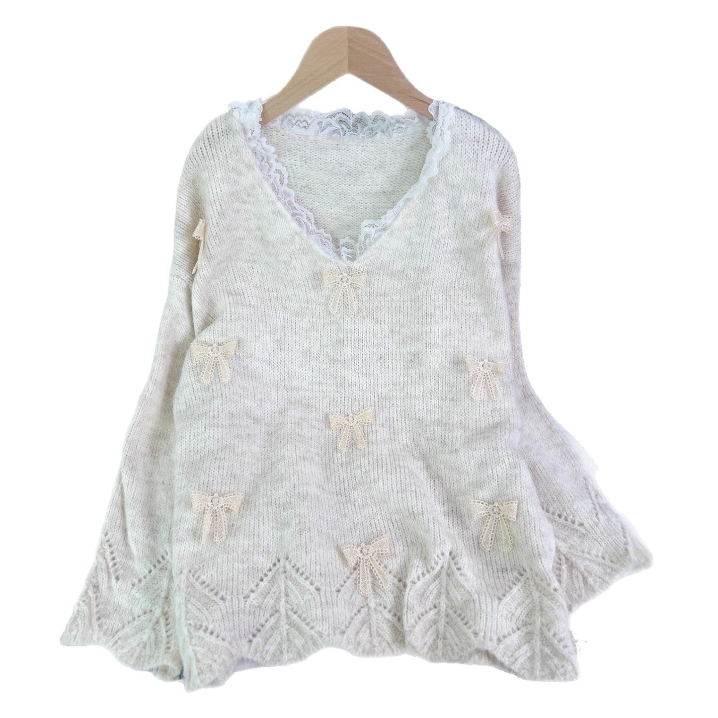 Damen Strickpullover mit Schleifenapplikationen Eveloria