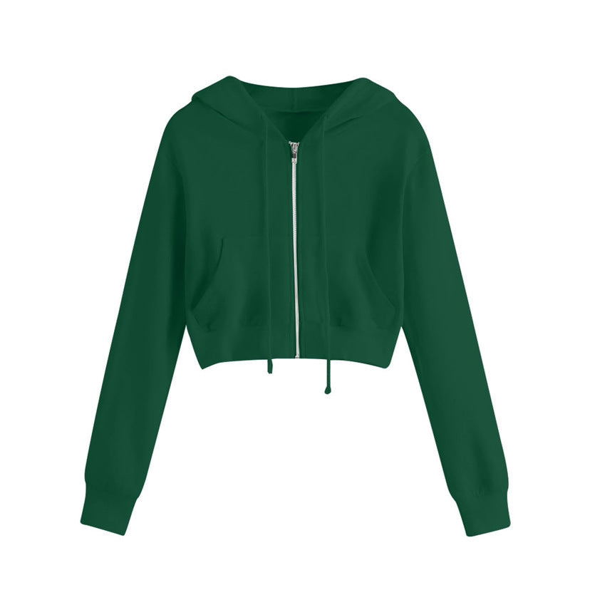 Damen Hoodie Kurz Reißverschluss Kängurutasche Eveloria