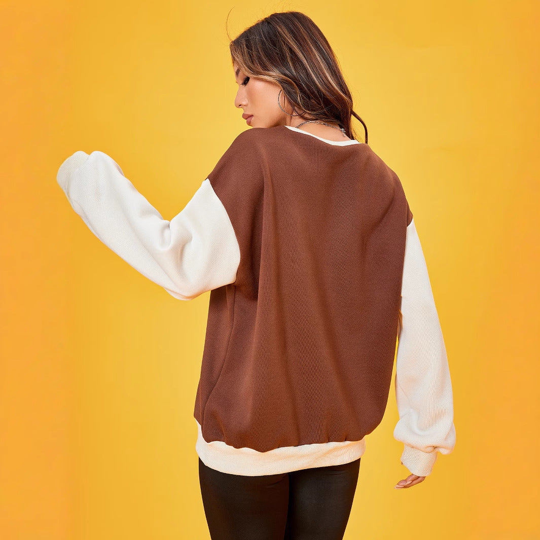 Damen Sweatshirt Lässige Puffärmel Logo Eveloria
