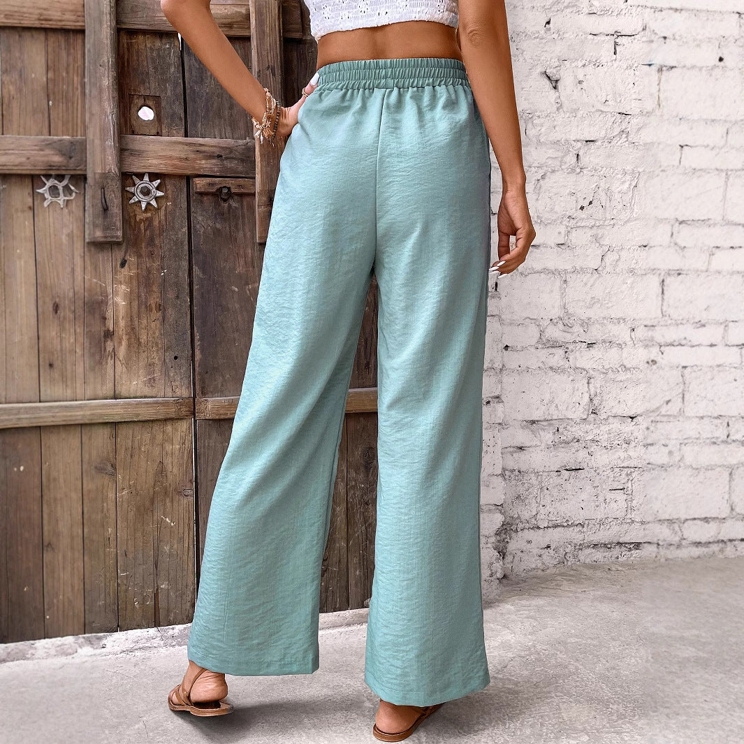 Damen Freizeithose Weit Geschnitten Seitliche Schlitzen Dekorative