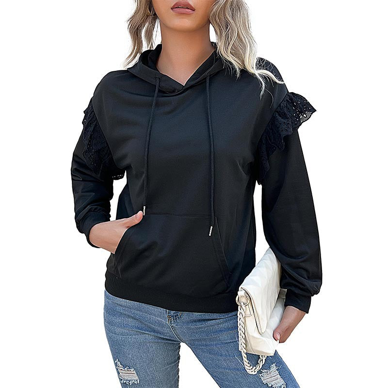 Damen Kapuzenpullover Rüschendetails Elegantes Design