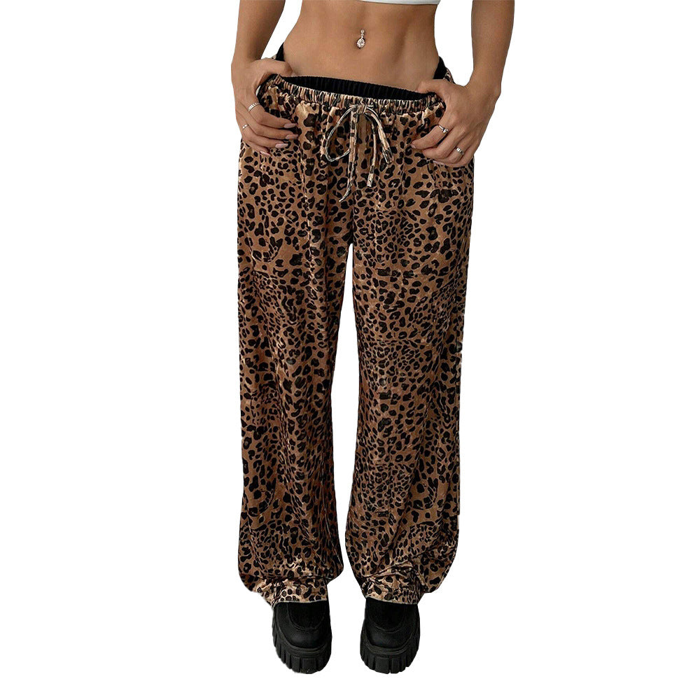 Damen Loungehosen Leopardenmuster Elastisch Eveloria
