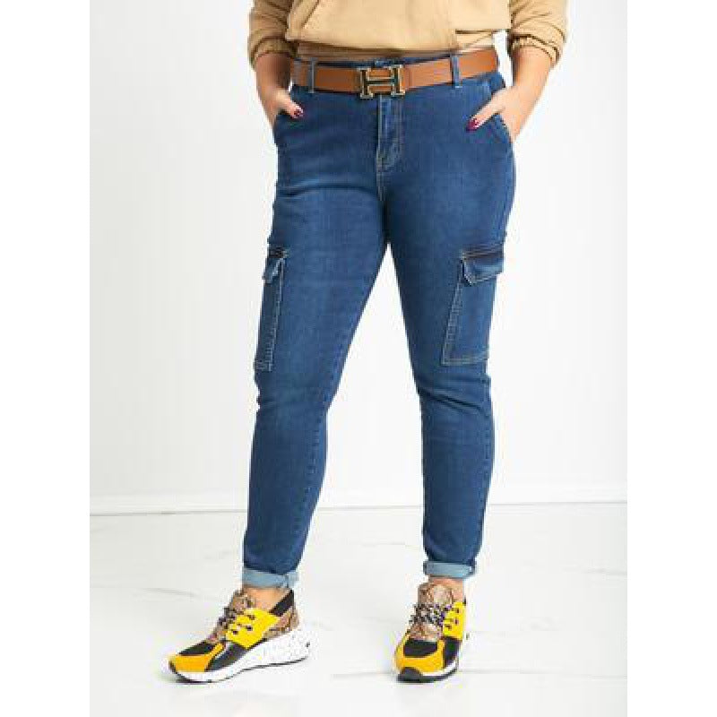 Damen Cargo Jeans Bequem Mit Seitlichen Taschen Eveloria