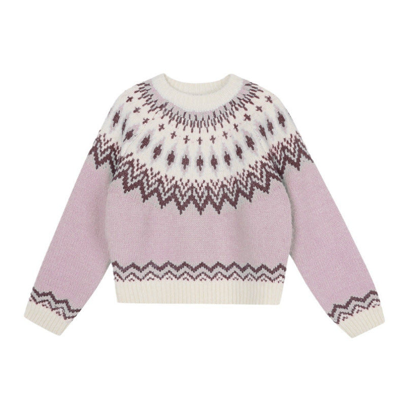 Damen Grobstrickpullover Weiches Material Traditionelles Muster