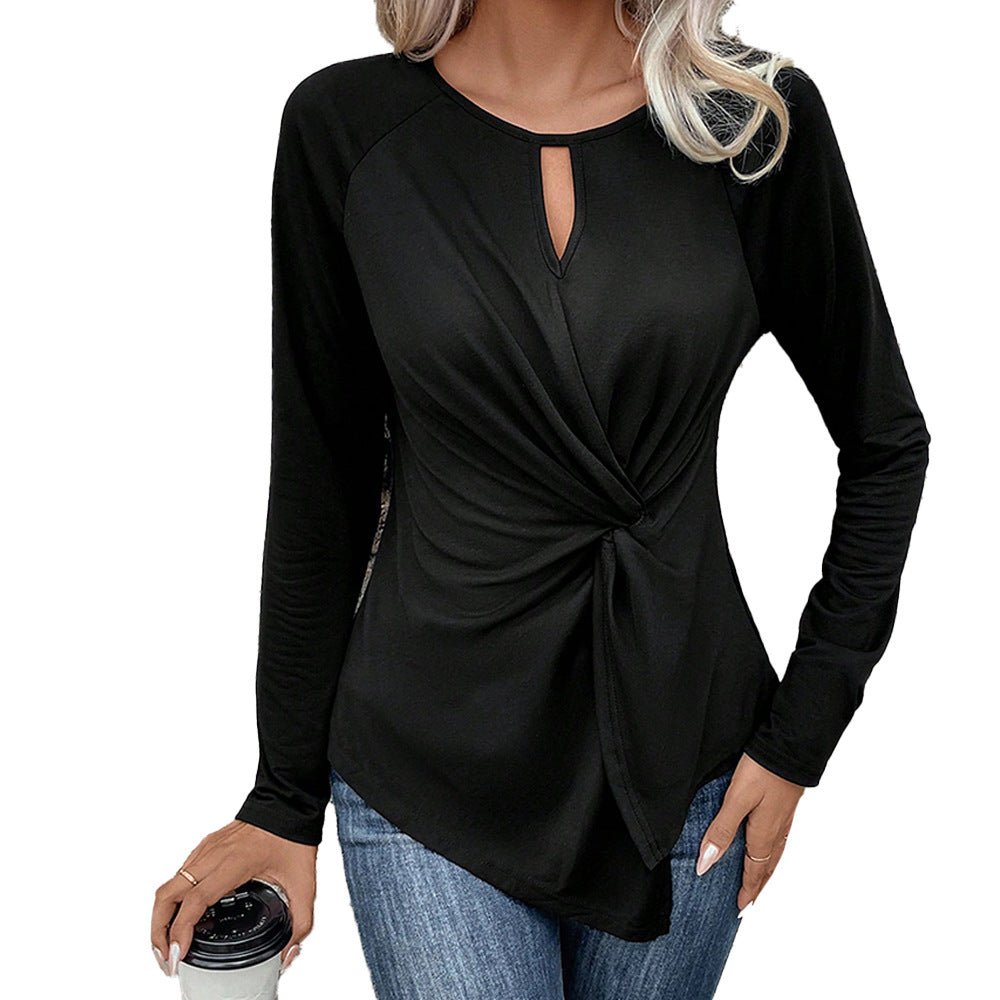 Damen Oberteil V-Ausschnitt Knotendetail Elegant Eveloria
