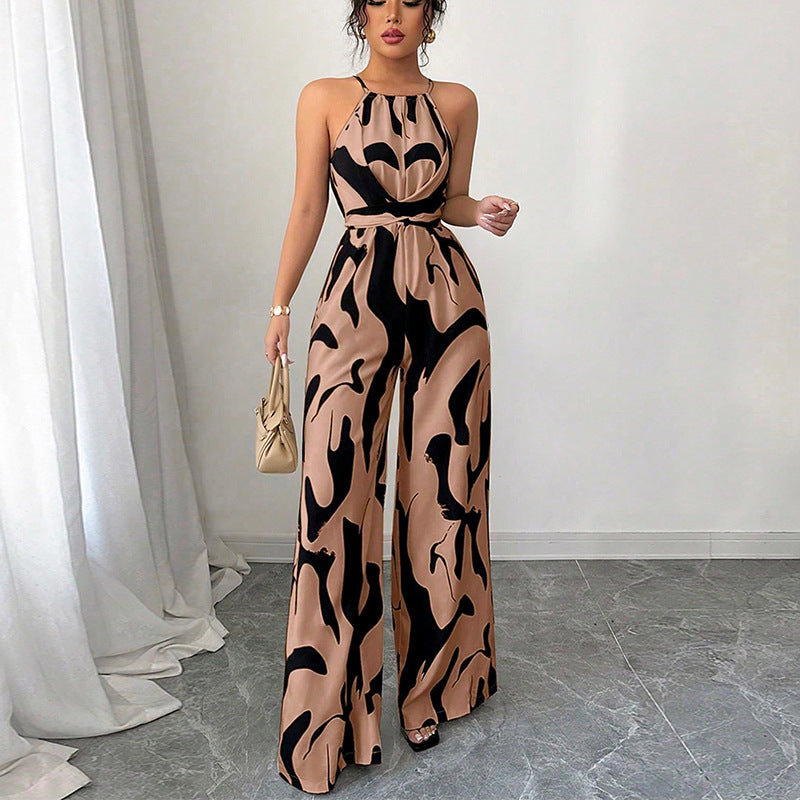 Damen Jumpsuit mit Muster Weites Bein Eveloria