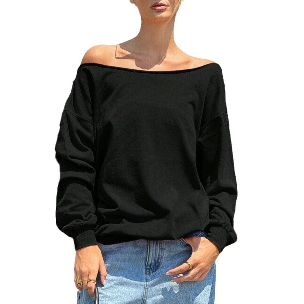 Damen Oversized Sweatshirt Elastisch V-Ausschnitt Eveloria