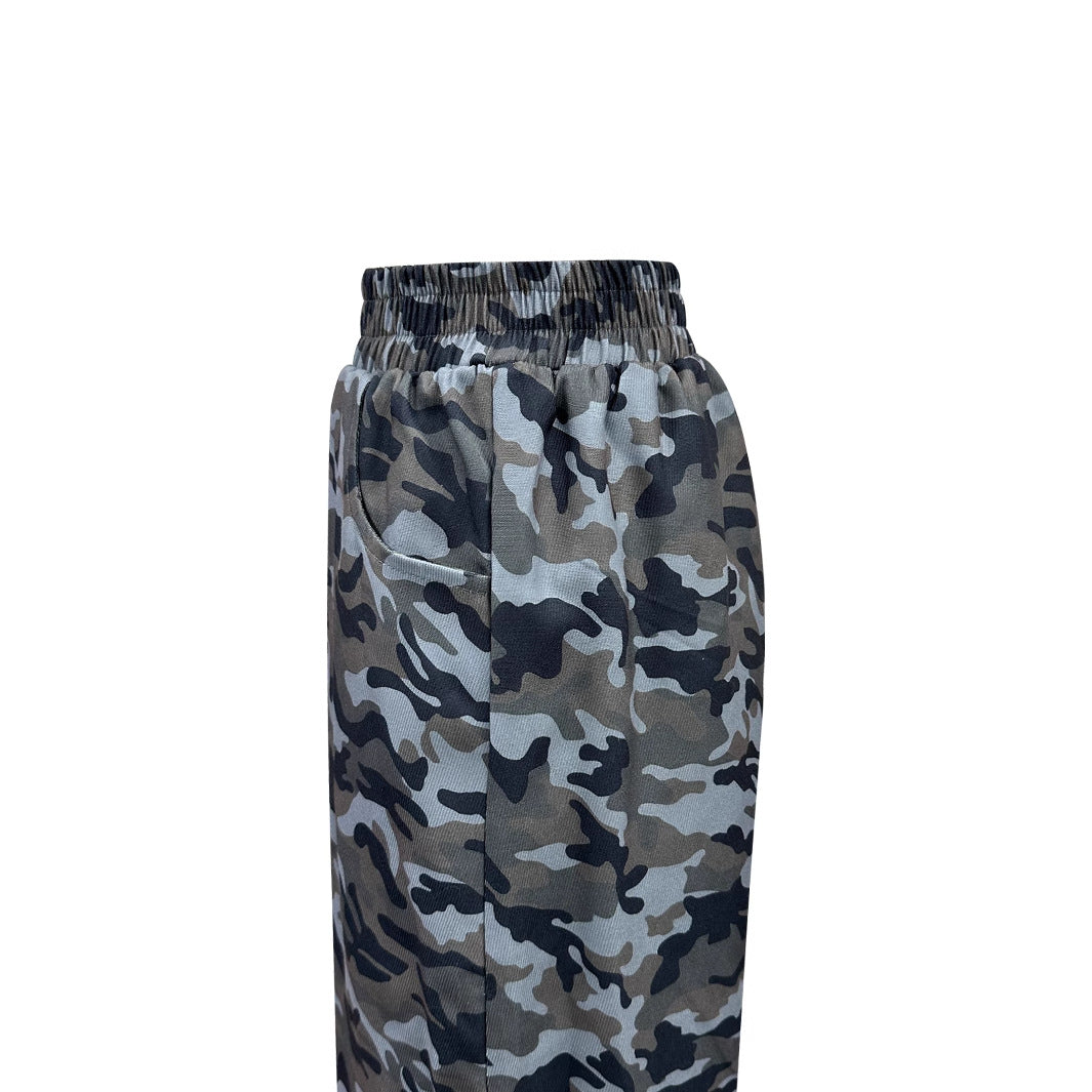 Damen Cargo-Hose Camouflage-Print Weite Bein Eveloria
