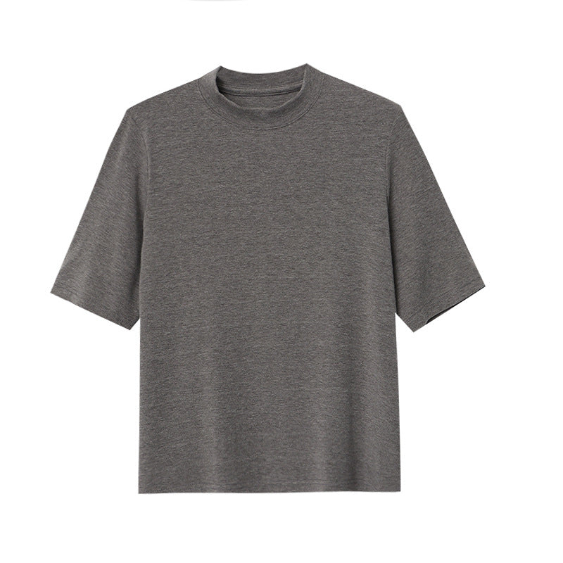 Damen Kurzarm T-Shirt Hochkragen Eveloria