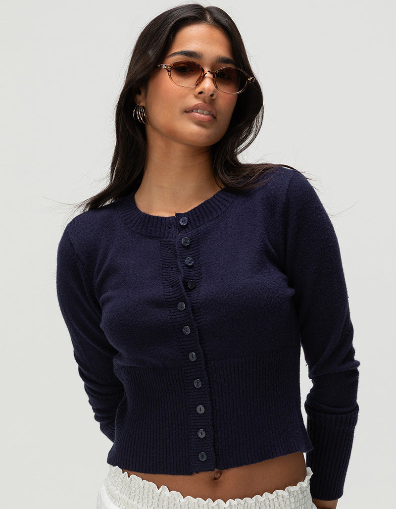 Damen Strickjacke Kontrastknöpfe Eveloria