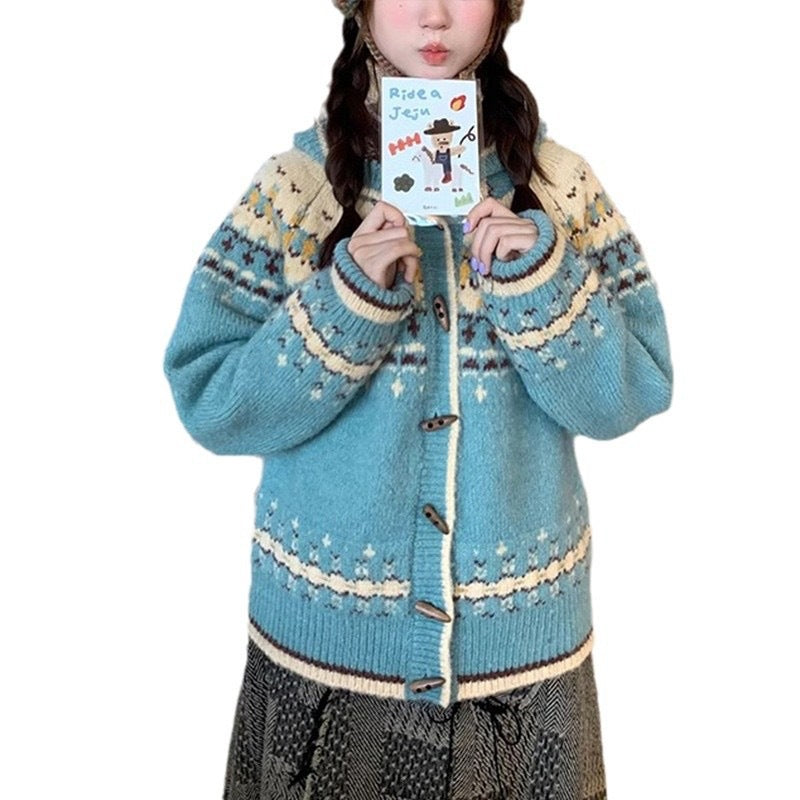 Damen Kapuzenpullover Folklore Muster Eveloria