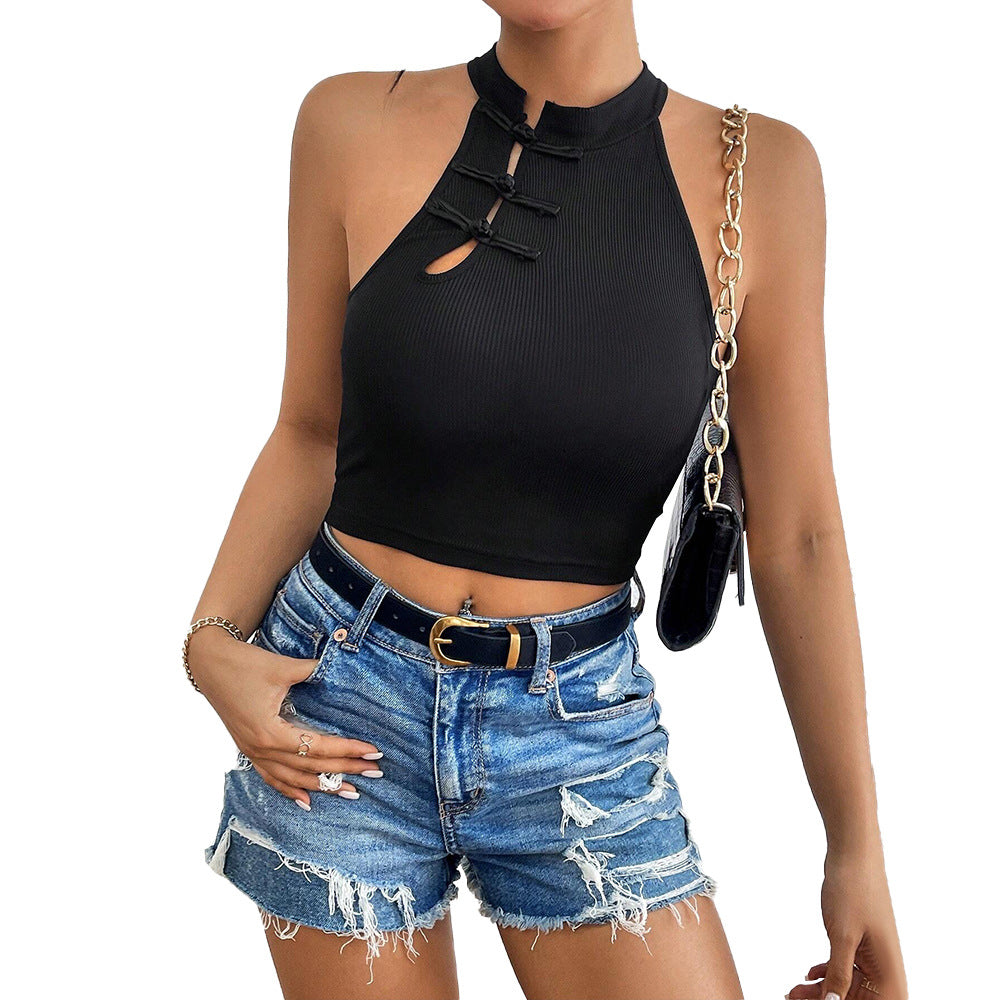 Damen Crop- mit Knopfleiste und hohem Kragen Eveloria