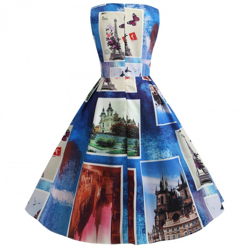 Damen A-Linien Kleid mit kunstvollem Motiv Eveloria