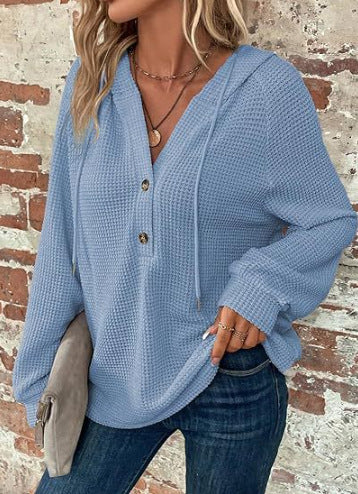 Damen Kapuzenpullover Langarm mit Knöpfen Eveloria