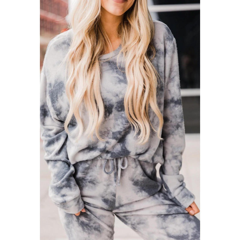 Damen Sweatshirt-Set Batikdesign Dehnbar Eveloria