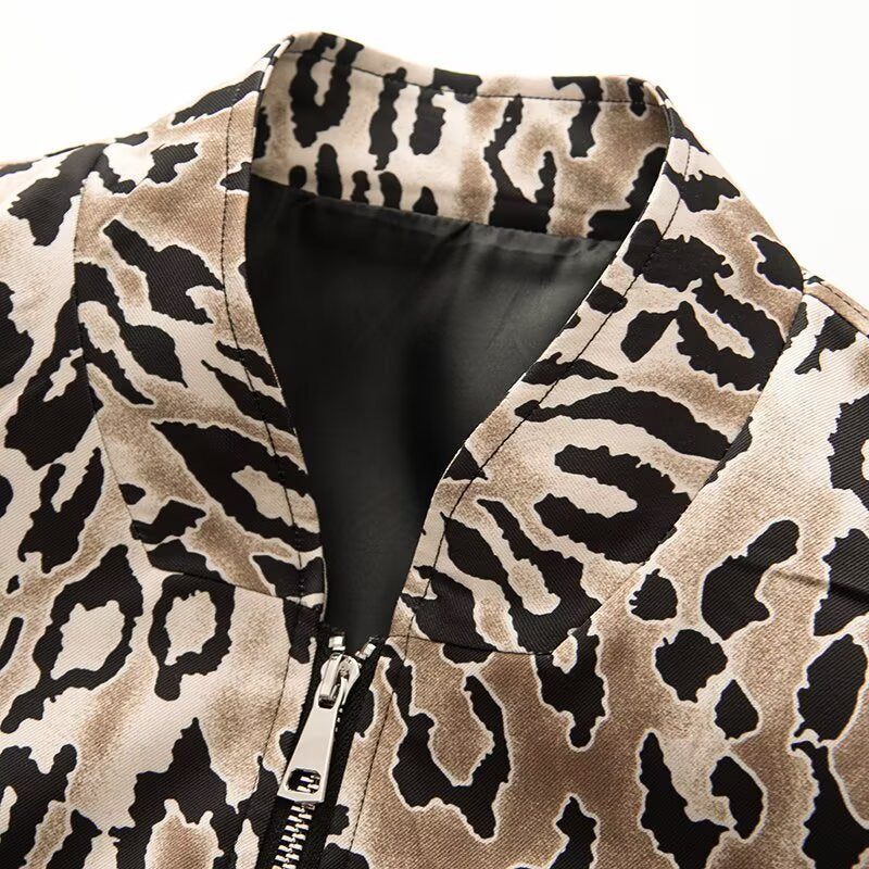 Damen Bomberjacke Leopardenmuster