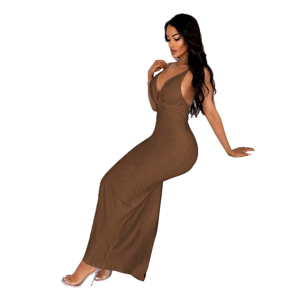 Damen Maxikleid V-Ausschnitt Schlank Eveloria
