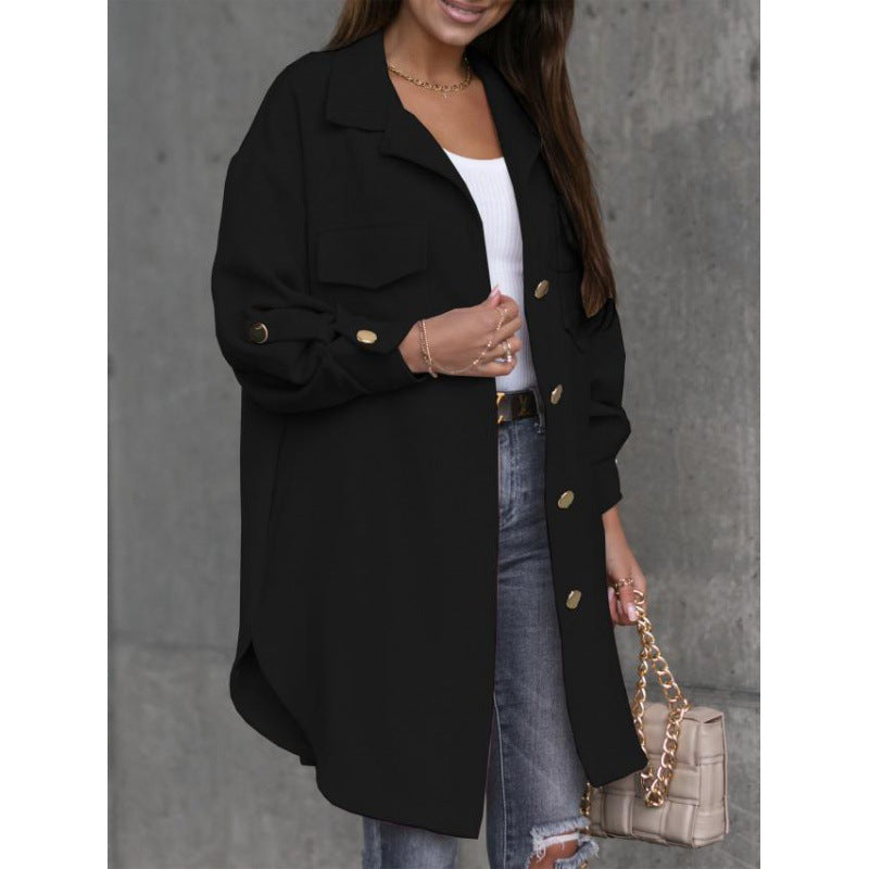 Damen Utility Jacke Knopfverschluss Taschen Eveloria