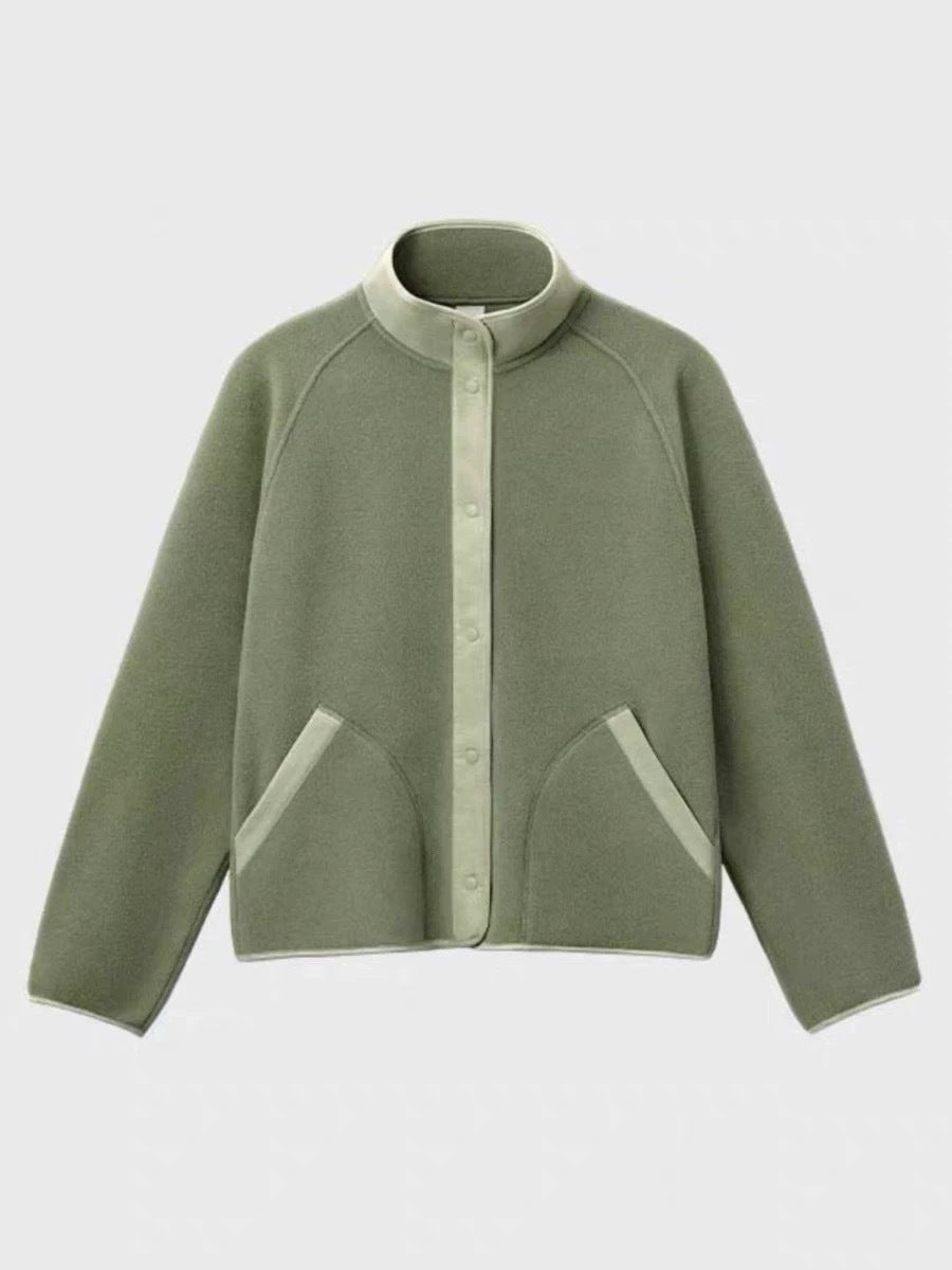 Damen Fleece-Jacke Elastischer Kragen Praktische Taschen