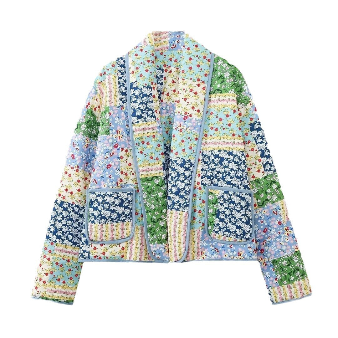 Damen Kimonojacke Patchwork Romantisch Taschen Eveloria