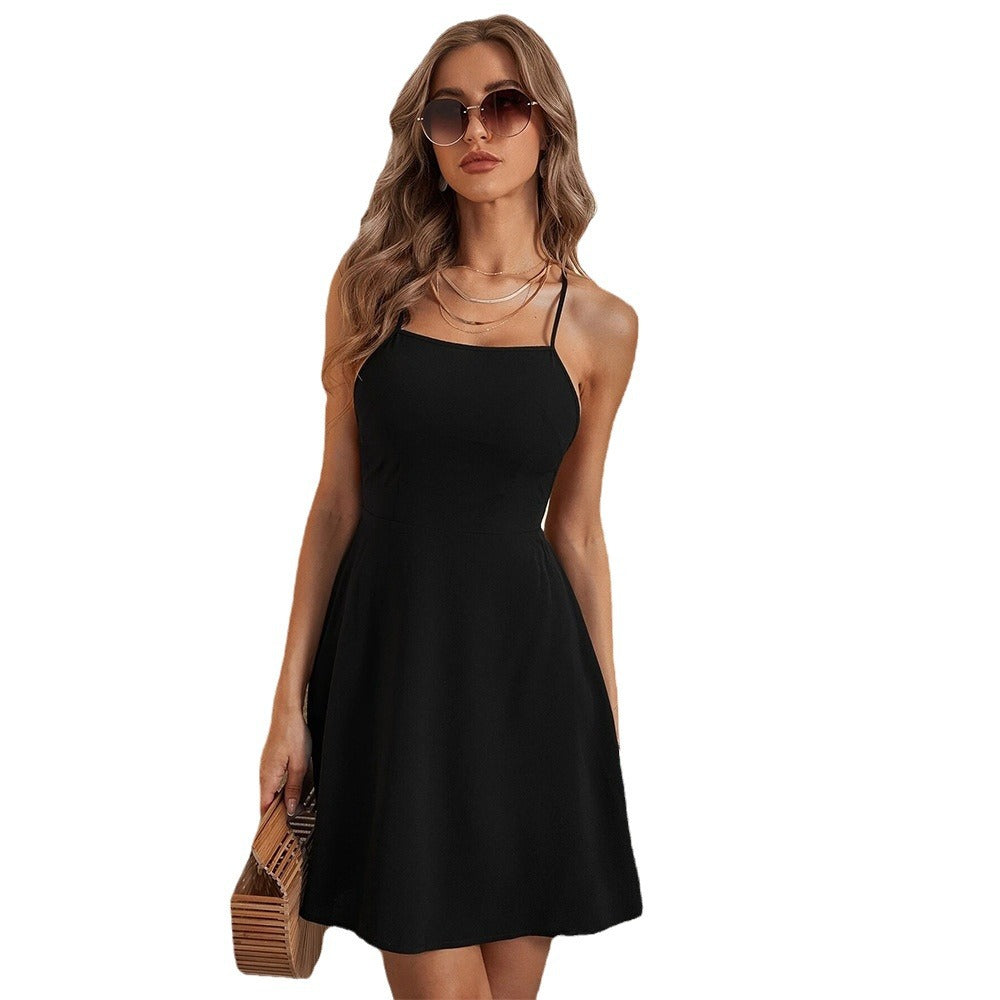 Damen A-Linien Kleid Spaghetti-Träger Sommerlich Eveloria