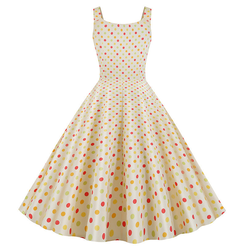 Damen Swingkleid Polka-Dots-Muster schwingend