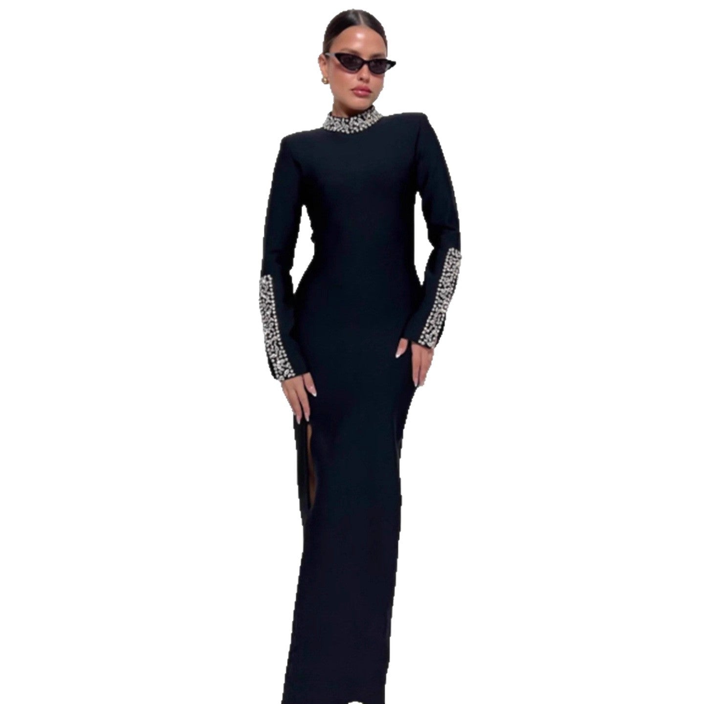 Damen Abendkleid Schimmernd Hohes Schlitzdesign
