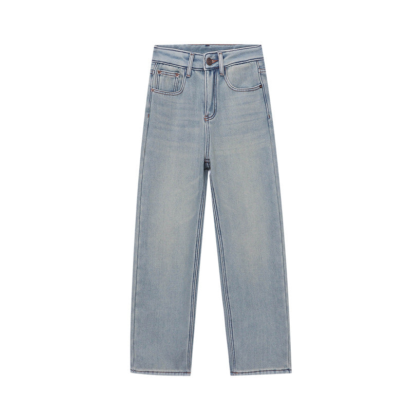 Damen High-Waist Jeans Weites Bein Klassisch Eveloria