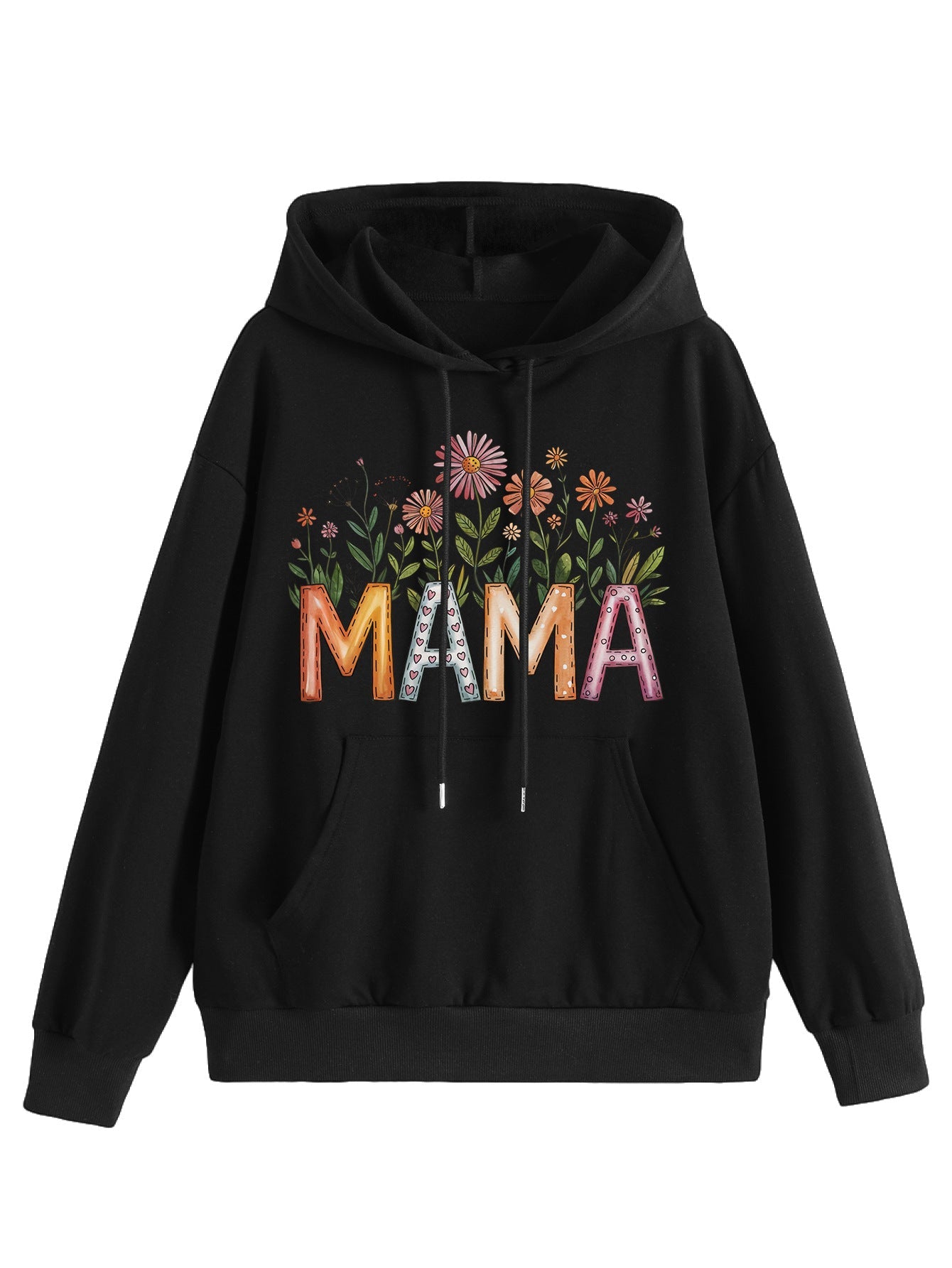 Damen Kapuzenpullover Floralmuster mit Schriftzug Eveloria