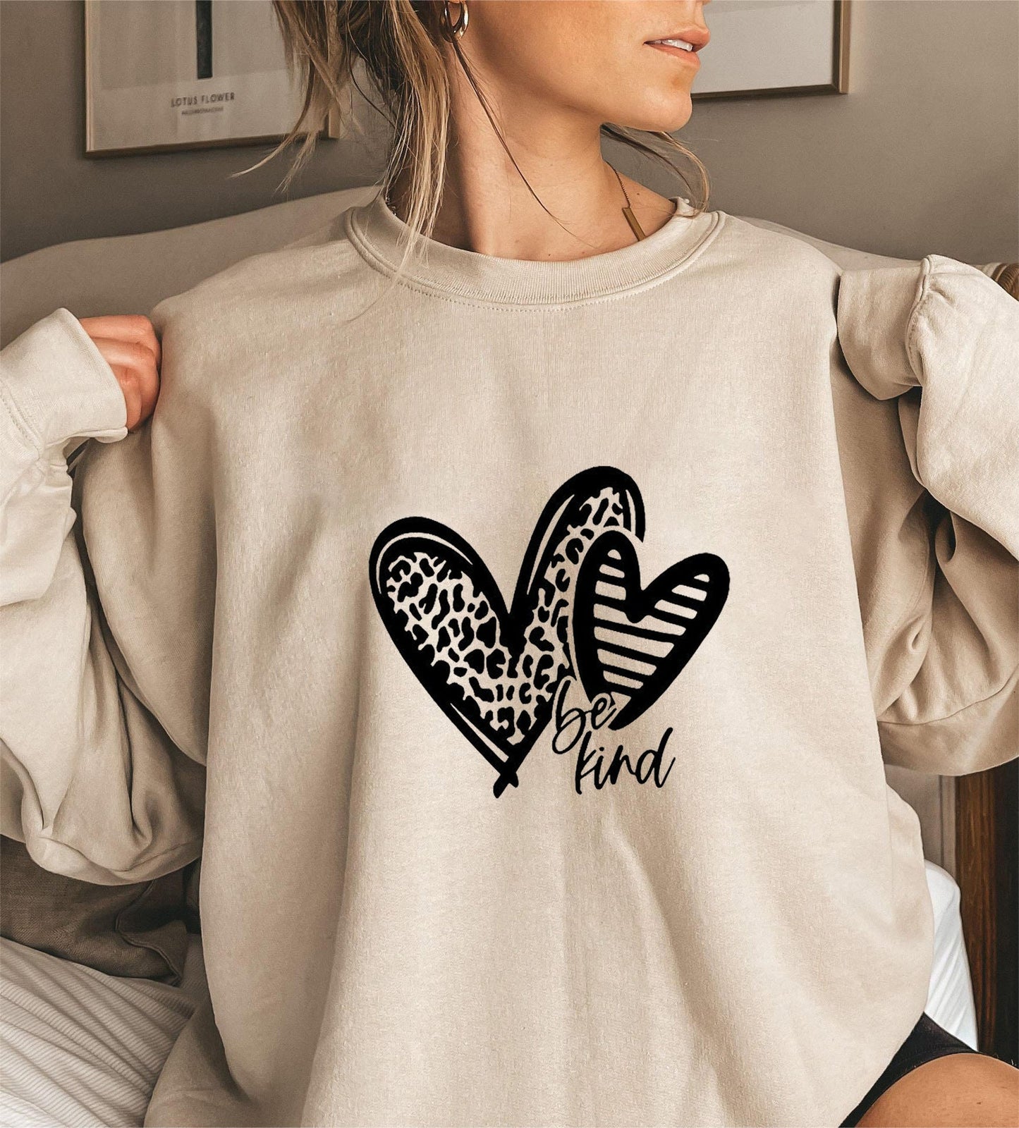 Damen Sweatshirt Herzmotiv Lässiger Schnitt Grau