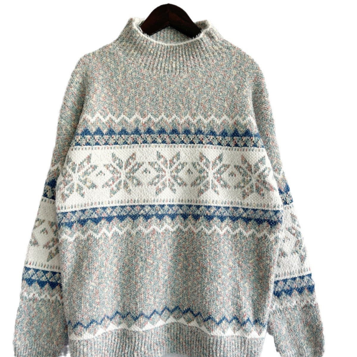 Damen Pullover Warm Gestrickt Geometrisches Muster Eveloria
