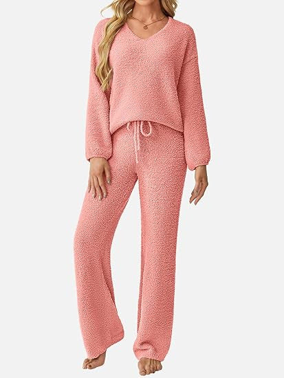 Damen Lounge-Set Weiches Strukturmaterial Beige