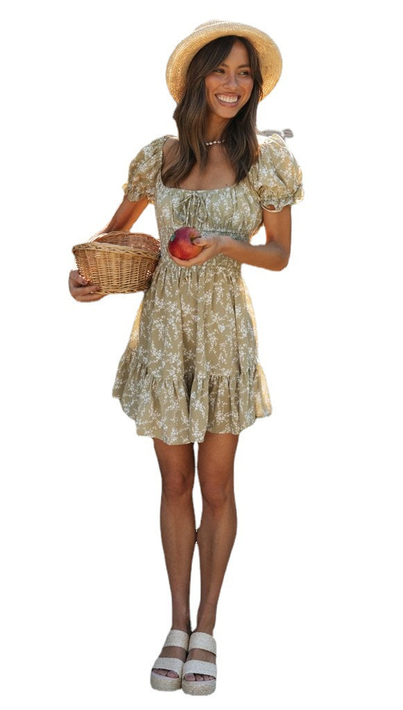 Damen Sommerkleid Rüschendetails Elastisch